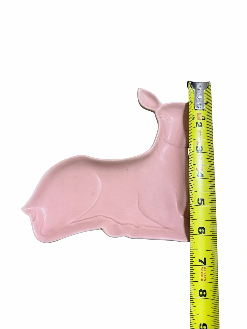 Pink Glaze Ceramic Deer Trinket Dish Christmas Decor Whimsical